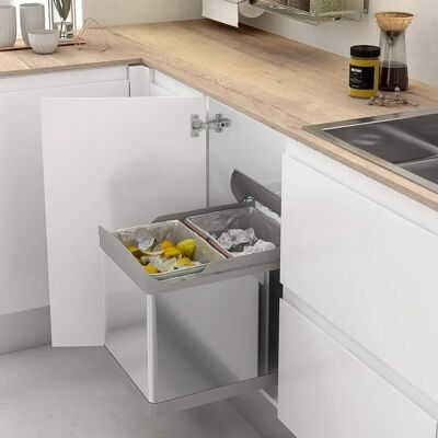 MENAGE CONFORT Poubelle en Inox Amovible - Recyclage Cuisine MENAGE CONFORT Poubelle en Inox Amovible - Recyclage Cuisine