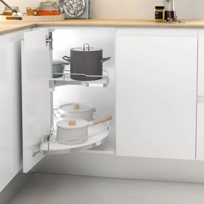 Menage Confort - Estante de esquina compacta 180° Blanco - Accesorio de mueble Menage Confort - Estante de esquina compacta 180° Blanco - Accesorio de mueble