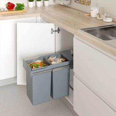 MENAGE CONFORT Poubelle de cuisine - Extractible avec deux bacs de 21L MENAGE CONFORT Poubelle de cuisine - Extractible avec deux bacs de 21L