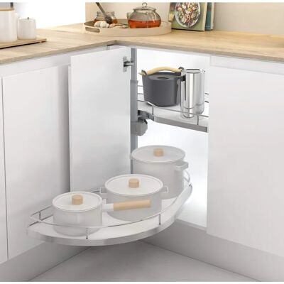 Menage Confort - système de tiroir d'angle chrome/blanc - 450mm Menage Confort - système de tiroir d'angle chrome/blanc - 450mm