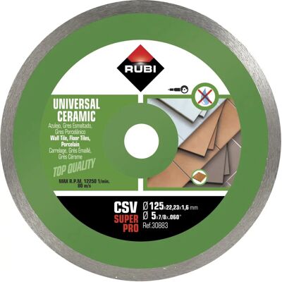 Disque Diamanté CSV 125 SuperPro RUBI - Coupe de carrelage - Publicité Disque Diamanté CSV 125 SuperPro RUBI - Coupe de carrelage - Publicité