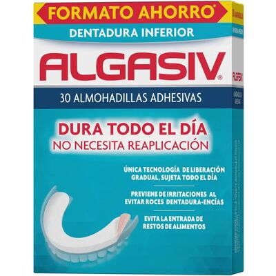 Algasiv Almohadillas Adhesivas para Dentaduras Inferiores - 30 Unidades Algasiv Almohadillas Adhesivas para Dentaduras Inferiores - 30 Unidades