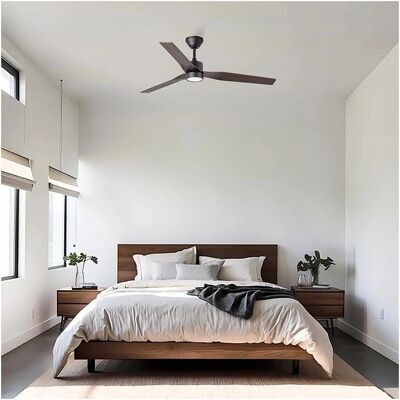 Ventilador de techo negro Ventyly 120cm con luz y palas reversibles Ventilador de techo negro Ventyly 120cm con luz y palas reversibles