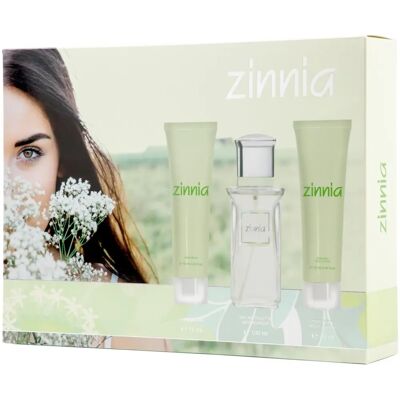 Coffret Zinnia Eau De Toilette 100 Ml Vaporisateur + Lotion Corps 75 + Crème Mains 75 Ml - Coffret Parfum - Publicité Coffret Zinnia Eau De Toilette 100 Ml Vaporisateur + Lotion Corps 75 + Crème Mains 75 Ml - Coffret Parfum - Publicité