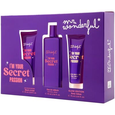 Estuche Mr Wonderful I’m Your Secret Passion - Eau de Toilette, Loción, Crema Manos Estuche Mr Wonderful I’m Your Secret Passion - Eau de Toilette, Loción, Crema Manos