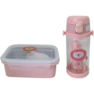 Set scuola Olmitos - Rosa, Bottiglia 350ml, Contenitore pranzo Set scuola Olmitos - Rosa, Bottiglia 350ml, Contenitore pranzo