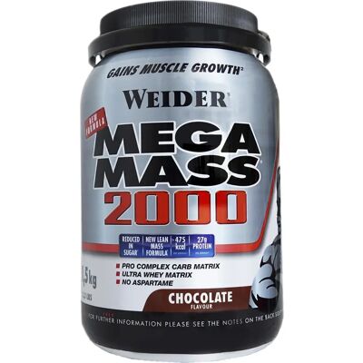 Weider Mega Mass 2000 Cioccolato - Polvere di Proteine - 1,5kg Weider Mega Mass 2000 Cioccolato - Polvere di Proteine - 1,5kg