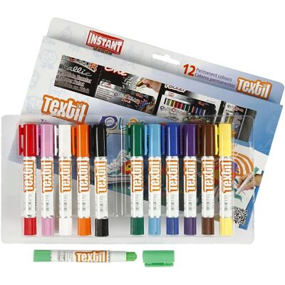PlayColor Tekstilmale - 12 stk - Blandet farver PlayColor Tekstilmale - 12 stk - Blandet farver