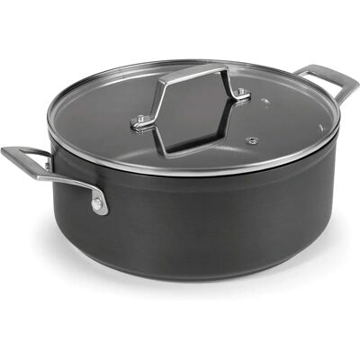 Olla de aluminio anodizado de 20cm con tapa de vidrio - Ollas Olla de aluminio anodizado de 20cm con tapa de vidrio - Ollas