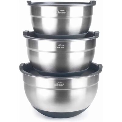 LACOR rostfria stålskålar - 3 delar, 3L, 3,8L, 4,8L LACOR rostfria stålskålar - 3 delar, 3L, 3,8L, 4,8L