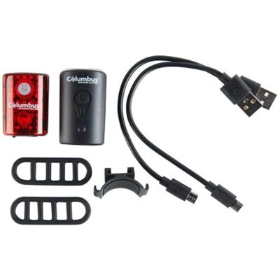 Columbus Outdoor - Kit de lumières pour vélo - Avant et arrière - Publicité Columbus Outdoor - Kit de lumières pour vélo - Avant et arrière - Publicité