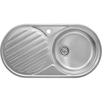 Fregadero de Cocina de Acero Inoxidable Roca - 1 Cubeta con Escurridor a la Izquierda - Encimera Fregadero de Cocina de Acero Inoxidable Roca - 1 Cubeta con Escurridor a la Izquierda - Encimera