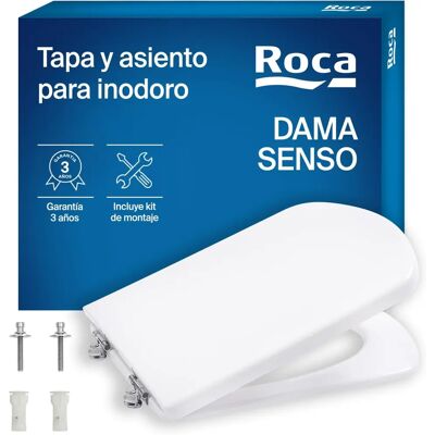 Assento de vaso sanitário branco Roca Dama Senso - Dobradiças padrão, 42,5x36cm Assento de vaso sanitário branco Roca Dama Senso - Dobradiças padrão, 42,5x36cm