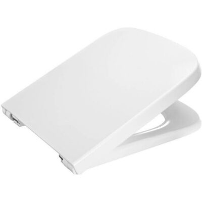 Sedile WC quadrato bianco ROCA Dama - Antibatterico, cerniere cromate Sedile WC quadrato bianco ROCA Dama - Antibatterico, cerniere cromate