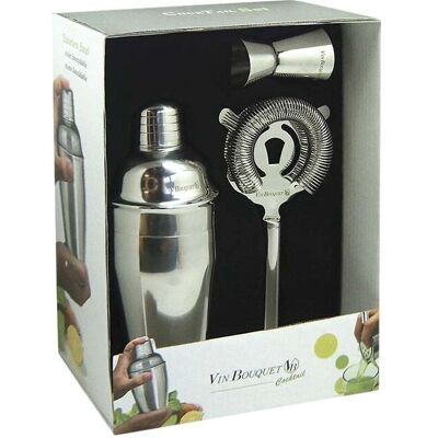 VIN BOUQUET Ensemble de Cocktail - Shaker 500ml, Doseur 40/20ml, 3 Pièces VIN BOUQUET Ensemble de Cocktail - Shaker 500ml, Doseur 40/20ml, 3 Pièces