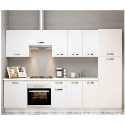 MD BLOCK - Cocina 3m - Blanco - Con zócalo y encimera - Kitchen MD BLOCK - Cocina 3m - Blanco - Con zócalo y encimera - Kitchen