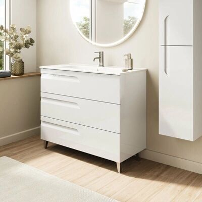 Mueble de Baño Royo Vitale - 3 Cajones, Cierre Suave, Blanco Brillo Mueble de Baño Royo Vitale - 3 Cajones, Cierre Suave, Blanco Brillo
