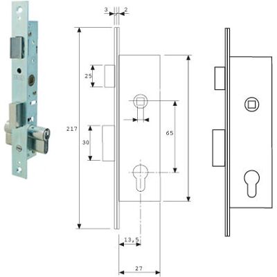Tesa 2200HZ Zinkowany Zamek do Drzwi Metalowych - Obrotowa Klamka Tesa 2200HZ Zinkowany Zamek do Drzwi Metalowych - Obrotowa Klamka