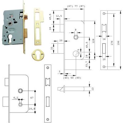 Cerradura Tesa 2014-hl/50 Hierro Latón - Cerradura de Puerta/ Cerrojo Cerradura Tesa 2014-hl/50 Hierro Latón - Cerradura de Puerta/ Cerrojo