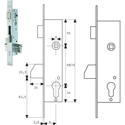 Tesa - Cerradura Metálica Embutir 25X30Mm Inox Tesa - Cerradura Metálica Embutir 25X30Mm Inox