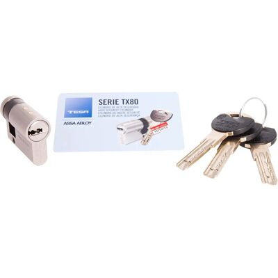 Tesa - Assa Abloy MX803010N Sicherheitszylinder - Doppelriegel TX80 - Nickeloptik Tesa - Assa Abloy MX803010N Sicherheitszylinder - Doppelriegel TX80 - Nickeloptik