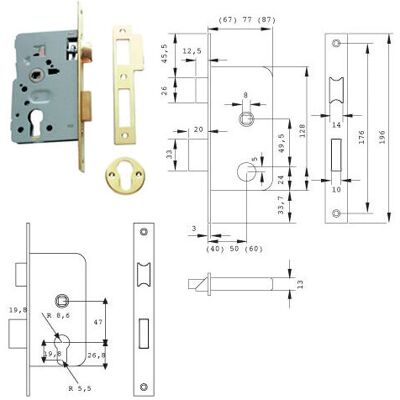 TESA ASSA ABLOY Odwracalny zamek drzwiowy - Seria 2010-p-hn/50 do drzwi drewnianych TESA ASSA ABLOY Odwracalny zamek drzwiowy - Seria 2010-p-hn/50 do drzwi drewnianych
