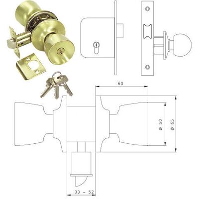 Tesa 3520-lm/50 Cerradura de Puerta - Pomello de Latón de Seguridad Tesa 3520-lm/50 Cerradura de Puerta - Pomello de Latón de Seguridad