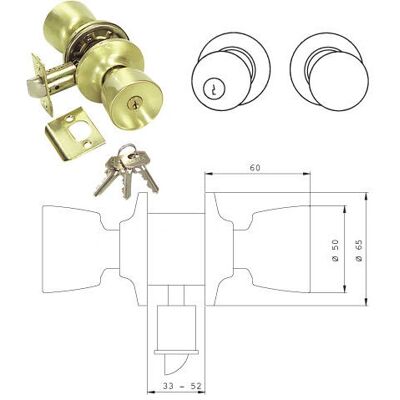 Cerradura de puerta Tesa - Serie Tulipa 3501-LM/60/70, Acabado en latón, Entrada segura Cerradura de puerta Tesa - Serie Tulipa 3501-LM/60/70, Acabado en latón, Entrada segura