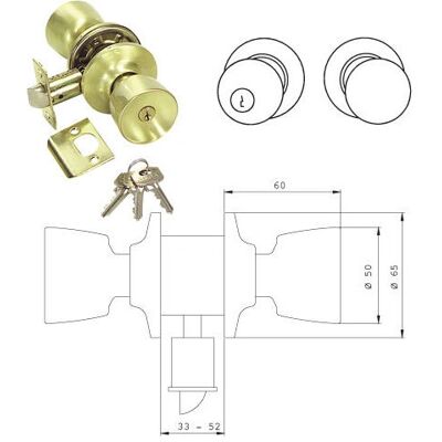 Cerradura Tesa 3502-LM/60/70 - Manilla reversible, puertas de madera, 3 llaves Cerradura Tesa 3502-LM/60/70 - Manilla reversible, puertas de madera, 3 llaves
