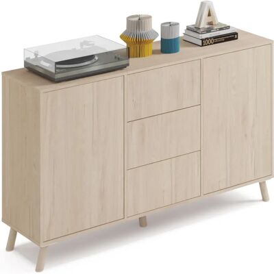 Miroytengo Alde Sideboard - Modernes Roble Aurora - 2 Türen, 3 Schubladen Miroytengo Alde Sideboard - Modernes Roble Aurora - 2 Türen, 3 Schubladen