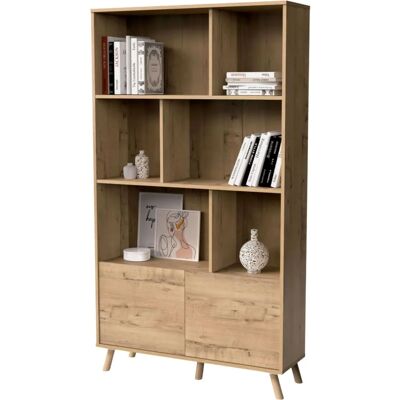 Muebles Pitarch - Biblioteca Oslo 2 Puertas 6 Estantes Roble Gold 100x180x30 cm Muebles Pitarch - Biblioteca Oslo 2 Puertas 6 Estantes Roble Gold 100x180x30 cm