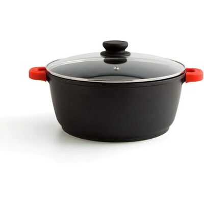 Černá hliníková kastrol Quid 24 cm s skleněnou pokličkou Černá hliníková kastrol Quid 24 cm s skleněnou pokličkou