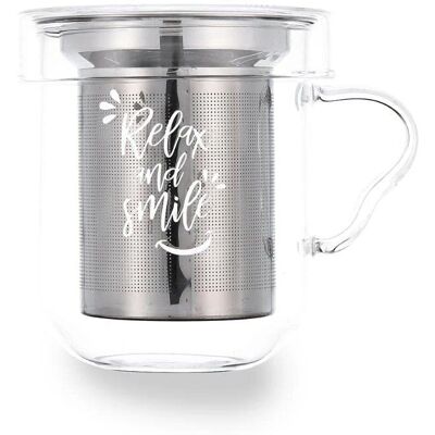 Set di Tazze da Caffè Quid Serenia Vetro Trasparente Acciaio Inox - 350 ml - 3 Pezzi Set di Tazze da Caffè Quid Serenia Vetro Trasparente Acciaio Inox - 350 ml - 3 Pezzi