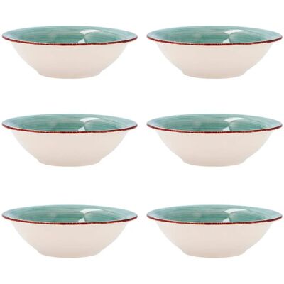 Lot de 6 bols en céramique Quid Vita Aqua - 18cm, Micro-ondable, Peint à la Main Lot de 6 bols en céramique Quid Vita Aqua - 18cm, Micro-ondable, Peint à la Main