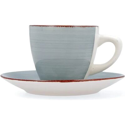 Ensemble de Tasses et Assiettes Quid Vita Morning - Céramique Bleue - 22 cl Ensemble de Tasses et Assiettes Quid Vita Morning - Céramique Bleue - 22 cl