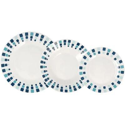 Vajilla de Porcelana QUID Blanco/Azul 18 Piezas - 6 Servicios Vajilla de Porcelana QUID Blanco/Azul 18 Piezas - 6 Servicios