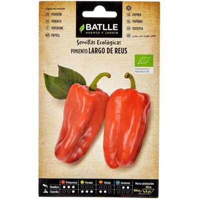Graines de Piment Long Reus Batlle - Fruits Rectangulaires - Paquet de Semences - Publicité Graines de Piment Long Reus Batlle - Fruits Rectangulaires - Paquet de Semences - Publicité
