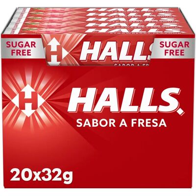 Caramelo duro sin azúcar Halls sabor fresa - 32g Caramelo duro sin azúcar Halls sabor fresa - 32g