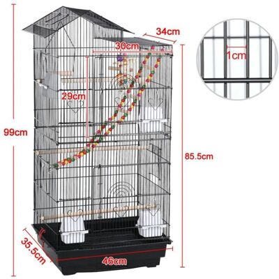 HALOYO - Gabbia Voliera per Uccelli 46 x 35,5 x 99cm - Metall und Holz - Schwarzer Wagen - Bird Cage HALOYO - Gabbia Voliera per Uccelli 46 x 35,5 x 99cm - Metall und Holz - Schwarzer Wagen - Bird Cage