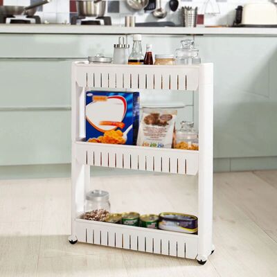 HALOYO - 3-Tier Narrow Shelf Cart - Weiß - Aufbewahrungskarren HALOYO - 3-Tier Narrow Shelf Cart - Weiß - Aufbewahrungskarren