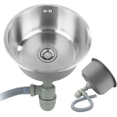 HALOYO - Lavello Cucina Lavorato a Mano con Filtro inox - Argento - 41x41x20 cm - Sink HALOYO - Lavello Cucina Lavorato a Mano con Filtro inox - Argento - 41x41x20 cm - Sink