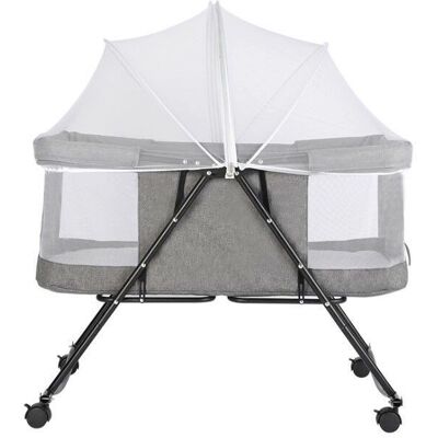 HALOYO - Tragbares Beistellbett - Grau - Faltbar - Beistellbett HALOYO - Tragbares Beistellbett - Grau - Faltbar - Beistellbett