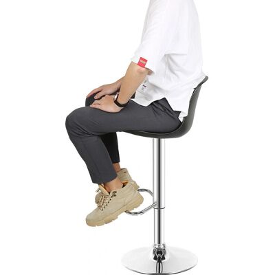HALOYO - 2x Bar Stool - Black - PU Leder - Bar Stool HALOYO - 2x Bar Stool - Black - PU Leder - Bar Stool