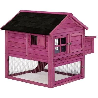 SUINGA Gabbia per Polli Rosa a Due Livelli in Legno con Tetto Impermeabile - Gabbia SUINGA Gabbia per Polli Rosa a Due Livelli in Legno con Tetto Impermeabile - Gabbia