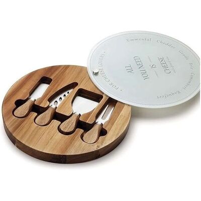 Suinga - Juego de cuchillos para queso - Madera y cristal - Diámetro 25cm Suinga - Juego de cuchillos para queso - Madera y cristal - Diámetro 25cm