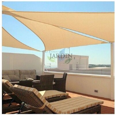 Suinga - Toldo vela triangular poliéster 5 x 5 x 5 metros, beige - Sombrilla exterior Suinga - Toldo vela triangular poliéster 5 x 5 x 5 metros, beige - Sombrilla exterior