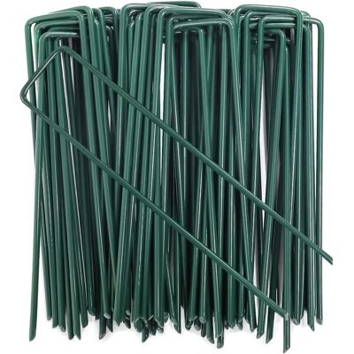 SUINGA Piquets de Jardin - 100 Clous Métalliques Verts pour Gazon Artificiel - Publicité SUINGA Piquets de Jardin - 100 Clous Métalliques Verts pour Gazon Artificiel - Publicité