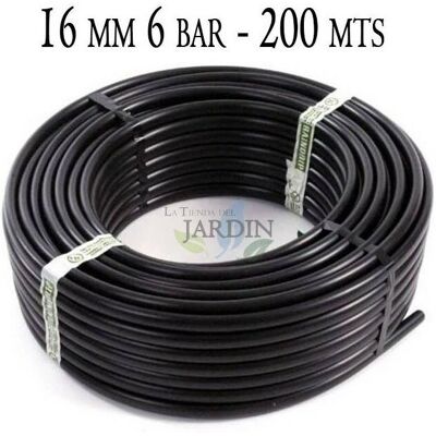 SUINGA Tubería agrícola de polietileno 16mm 6 bar 200m negro - Tubería de riego SUINGA Tubería agrícola de polietileno 16mm 6 bar 200m negro - Tubería de riego