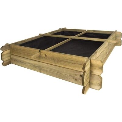 SUINGA Cama de huerto urbano de madera - 4 departamentos, 100x100x20cm SUINGA Cama de huerto urbano de madera - 4 departamentos, 100x100x20cm
