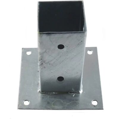 Ancoraggio quadrato in metallo SUINGA - 7x7 cm, base 15x15 cm - Ancoraggio per pali in legno Ancoraggio quadrato in metallo SUINGA - 7x7 cm, base 15x15 cm - Ancoraggio per pali in legno